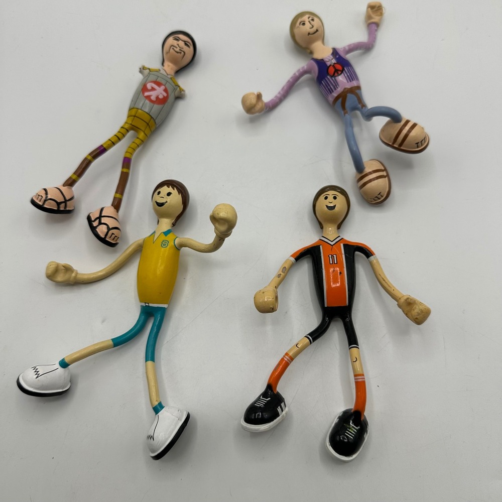 Kid Galaxy Bendos Flexible Action Figure Lot of 4 Basketball Soccer Vintage Toy
